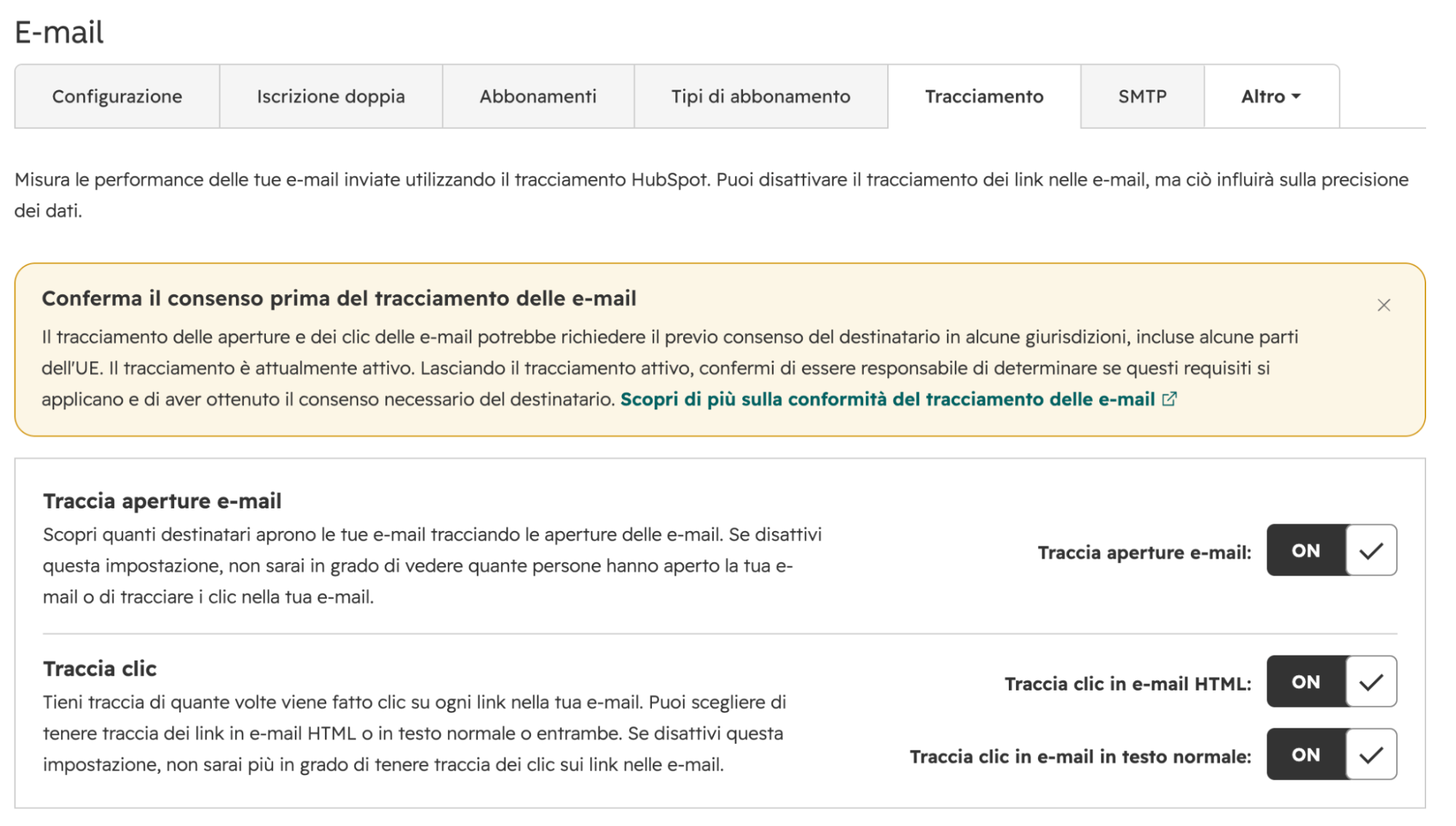 Hubspot tracciamento email